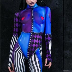 Bold Blue and Purple Patchwork Bodysuit
